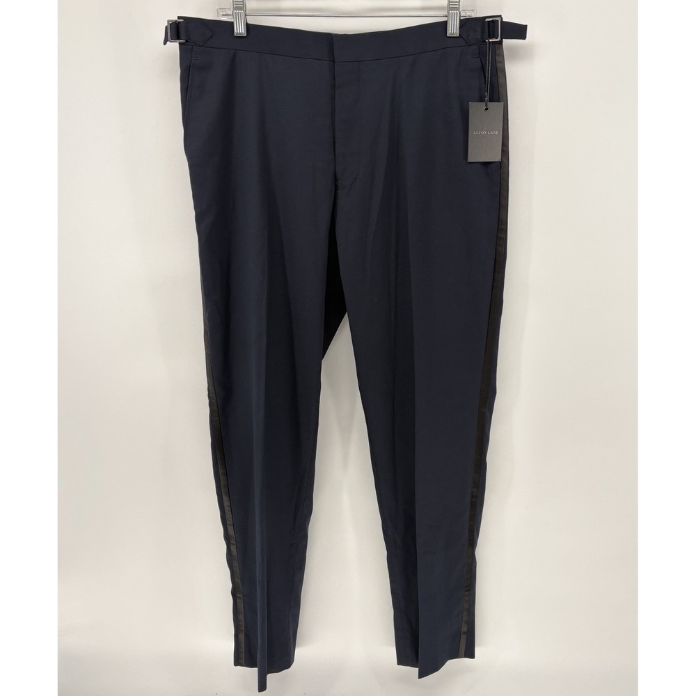 Alton Lane Mens 34X31 Tailored Fit Tuxedo Pants Navy Satin Stripe Formal‎ NWT